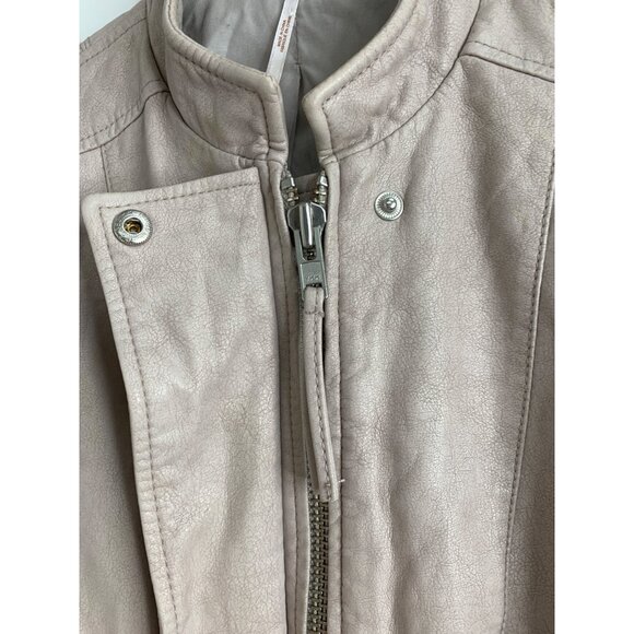 Free People Womens Size 6 Small Faux Leather Moto Jacket Blush Zip Detail 6827 - Picture 10 of 16